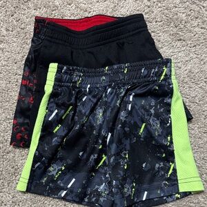 Athletic Works Black Shorts with Neon Green and Red Accents - Boys' 2-Pack